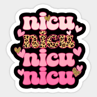 Leopard Cute Heart Funny Nicu Nurse Happy Valentines Day Sticker